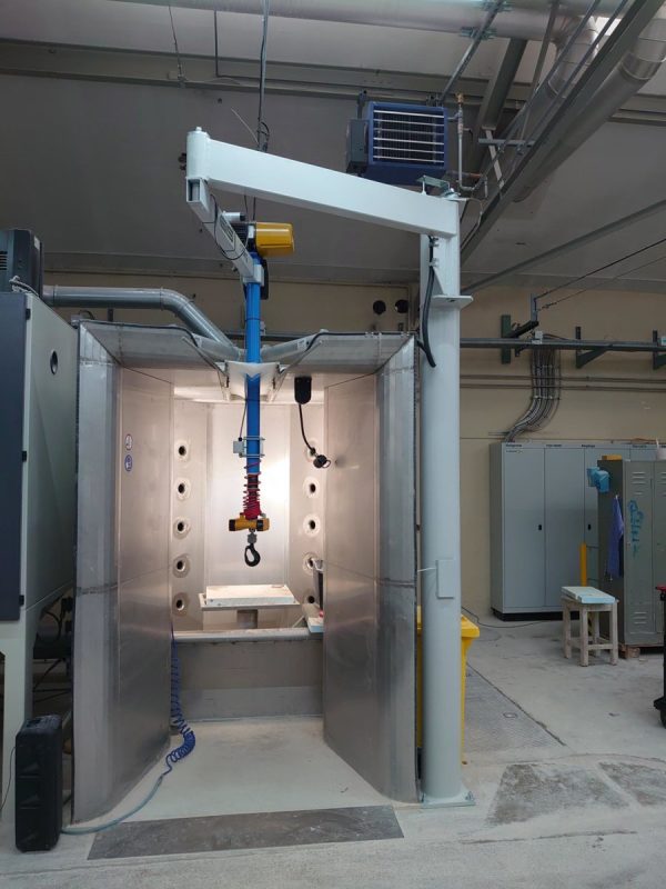 Gis Telescopic Handy Hoist and Knuckle Jib Crane in use